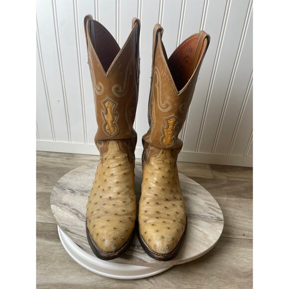 El Dorado 9918 Full Quill Ostrich Boots Vintage 1996 USA Handmade 8.5D Western
